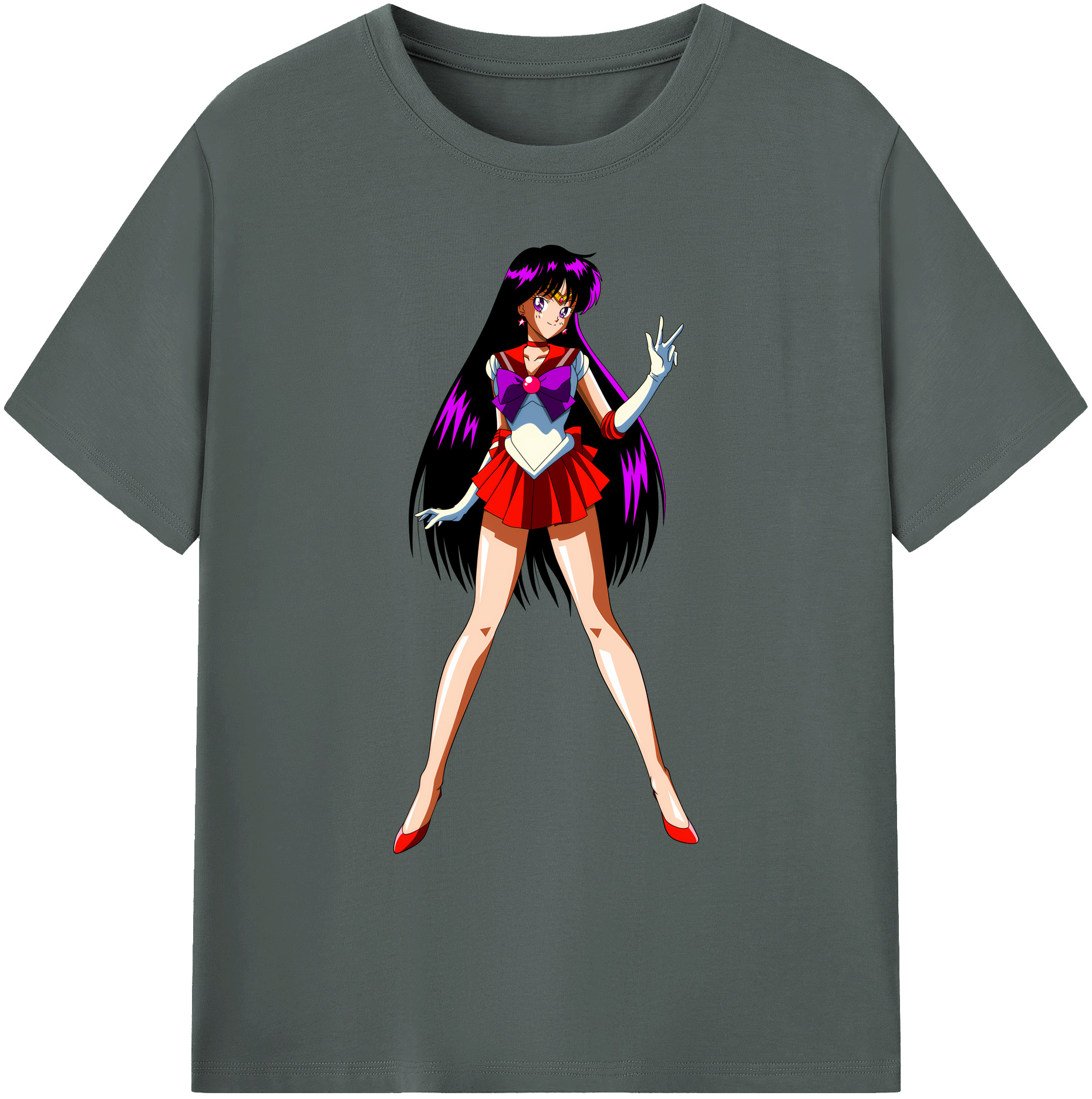 （画像用） 美少女戦士セーラームーン 火野レイ ひの レイ Sailor Moon Hino Rei （セーラーマーズ,Sailor Mars） 綿100％ メンズ半袖Tシャツ｜肌触りやわらか＆通気性